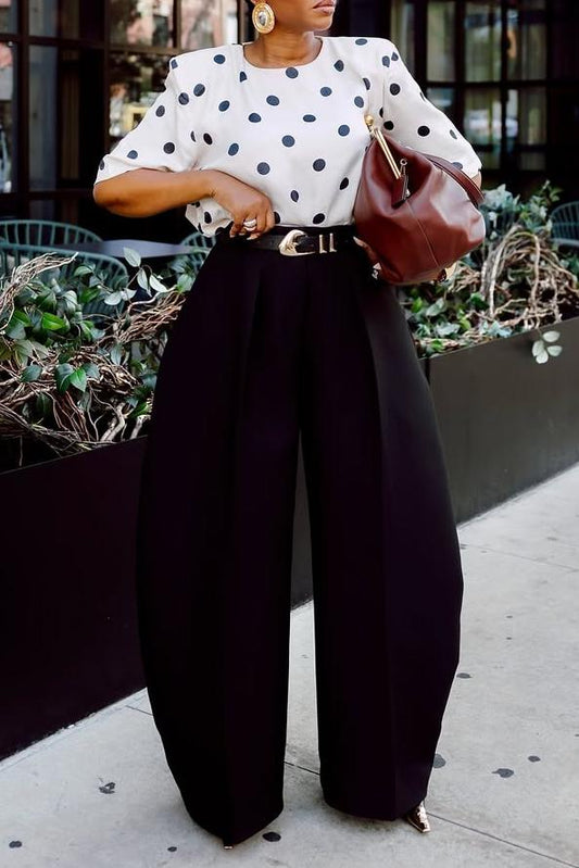 Black Wide-Leg Balloon Trousers
