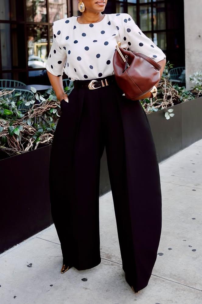 Black Wide-Leg Balloon Trousers