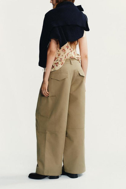 Pocket Halter Top & Pleated Cargo Pants Set