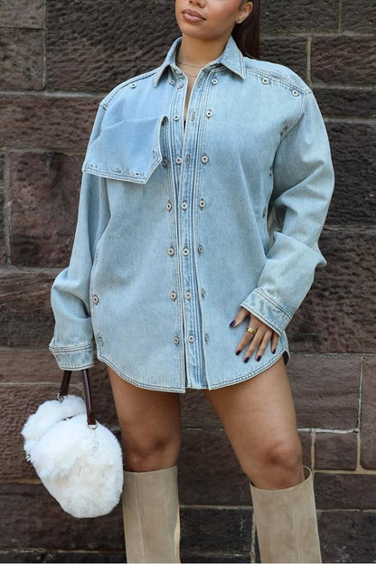 Blue Snap Off Denim Shirt