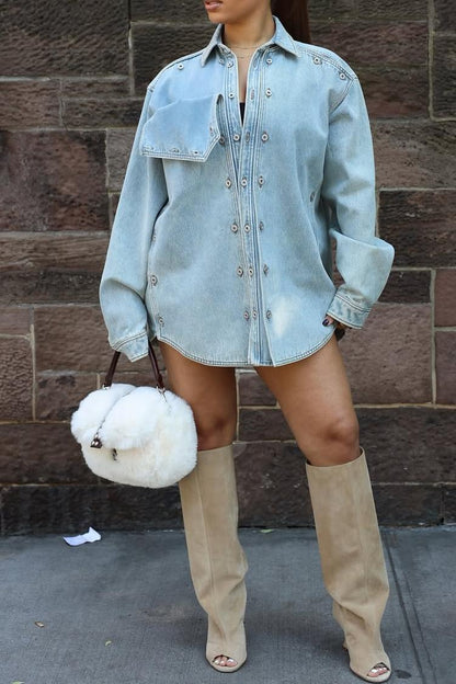 Blue Snap Off Denim Shirt