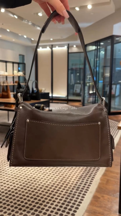 Luxury Vintage Leather Shoulder Bag with Statement Buckle