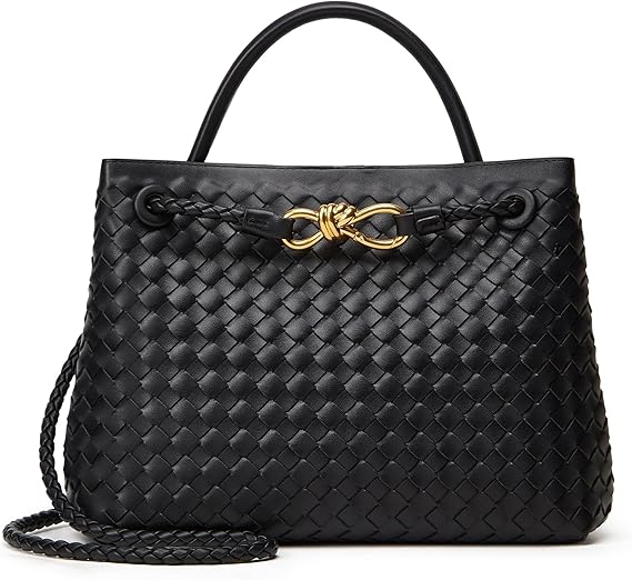 Woven Tote Bag Womens Purse: Vegan Leather Shoulder Handbags