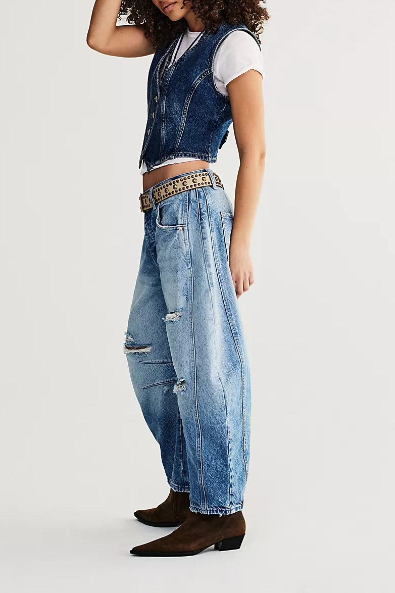 We The Free Good Luck Mid-Rise Barrel Jeans