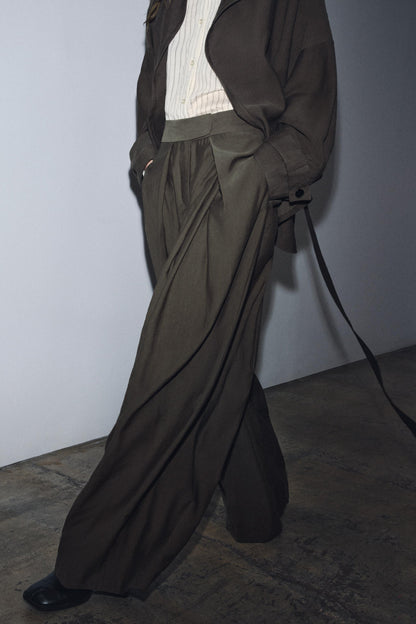 High-Waist Wide-Leg Pleated Trousers