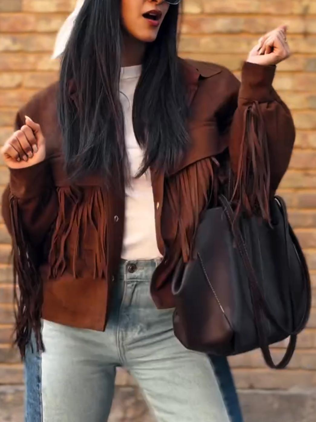 Brown Suede Fringe Jacket