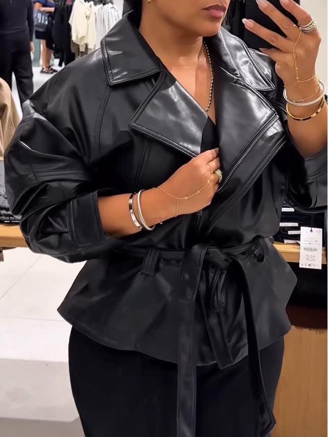FAUX LEATHER PEPLUM JACKET