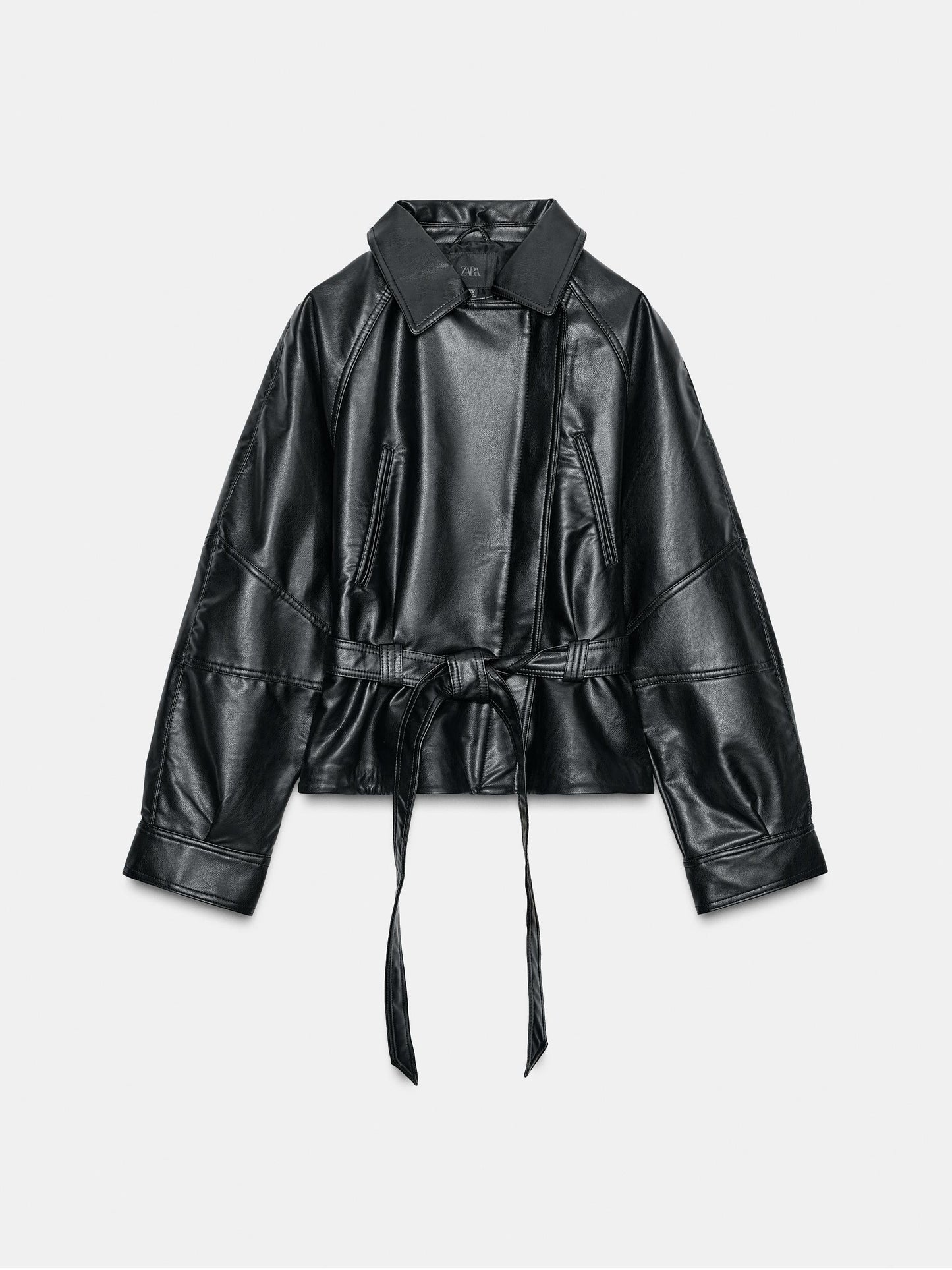 FAUX LEATHER PEPLUM JACKET