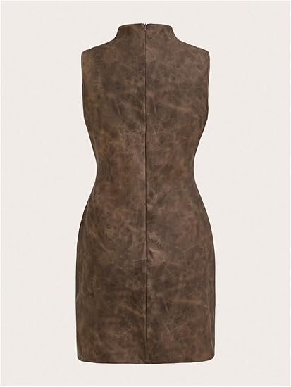 Women's PU Leather Ruched Bodycon Dresses