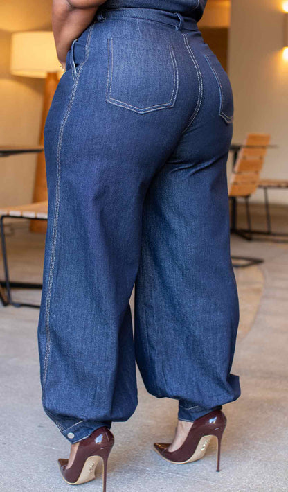 Denim Halter Pant Set