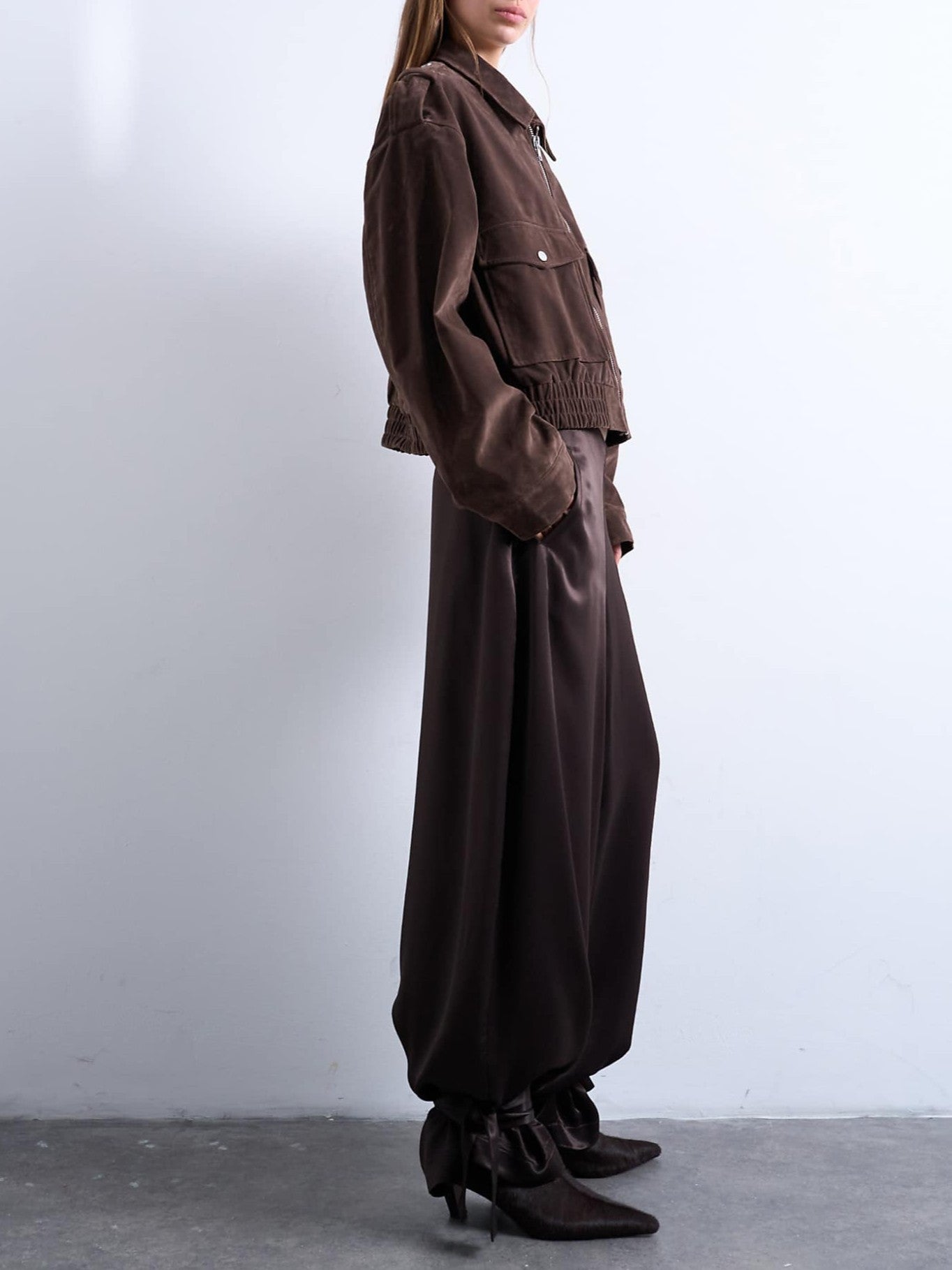 High Waisted Satin Cuffed Balloon Pants