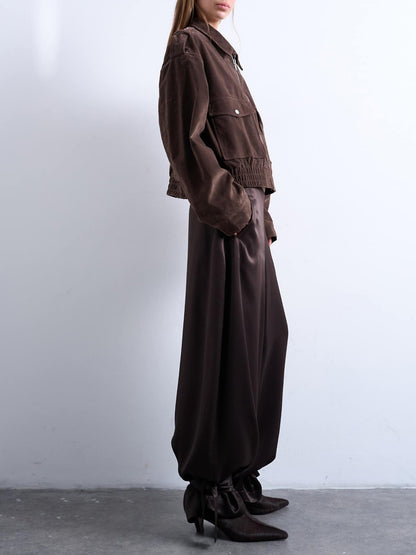 High Waisted Satin Cuffed Balloon Pants