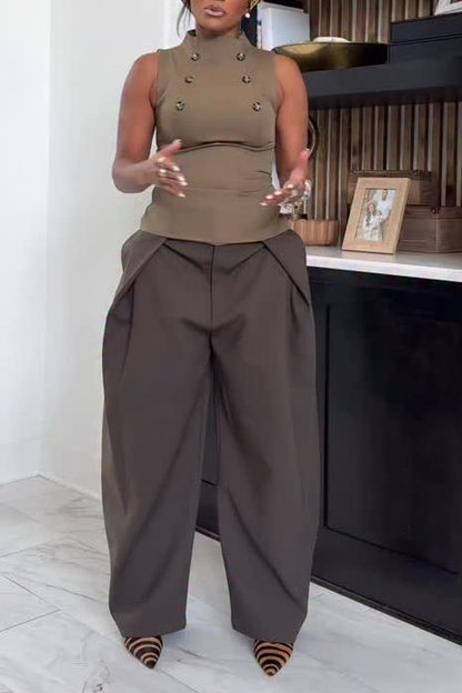 Button-Up Sleeveless Top