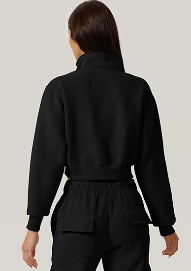 Women's Half Zip Cropped Sweatshirt & Baggy Sweatpants Set