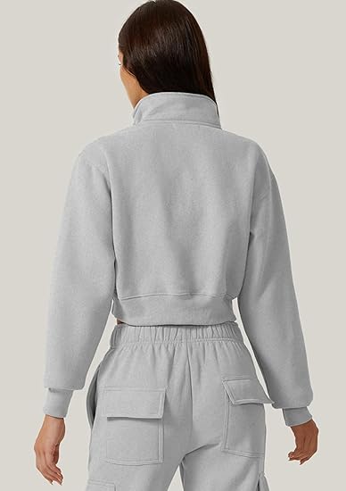 Women's Half Zip Cropped Sweatshirt & Baggy Sweatpants Set
