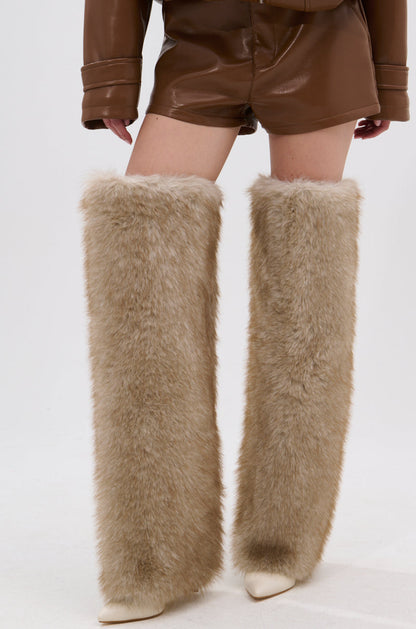 Bone Thigh High Fur Luxe Boot