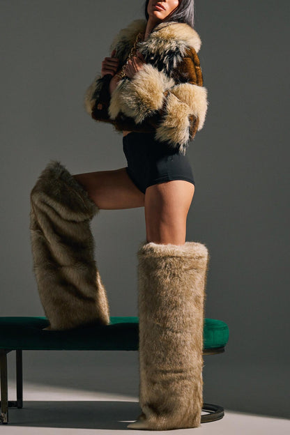 Bone Thigh High Fur Luxe Boot