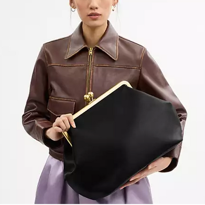 Large Kisslock Frame Bag In Crystal Signature Jacquard