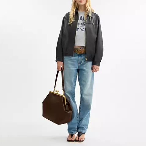 Large Kisslock Frame Bag In Crystal Signature Jacquard