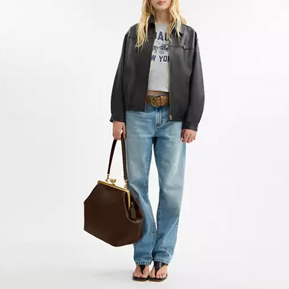 Large Kisslock Frame Bag In Crystal Signature Jacquard