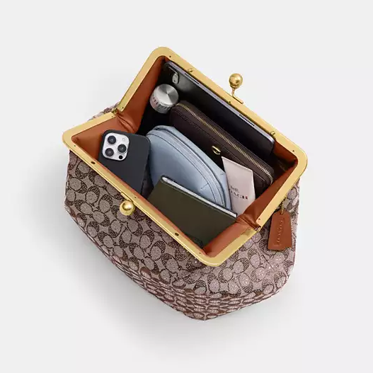 Large Kisslock Frame Bag In Crystal Signature Jacquard