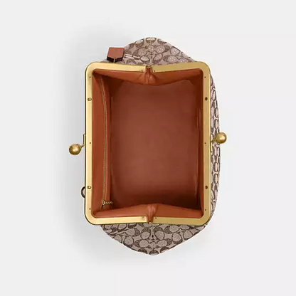 Large Kisslock Frame Bag In Crystal Signature Jacquard