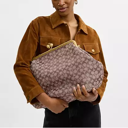Large Kisslock Frame Bag In Crystal Signature Jacquard