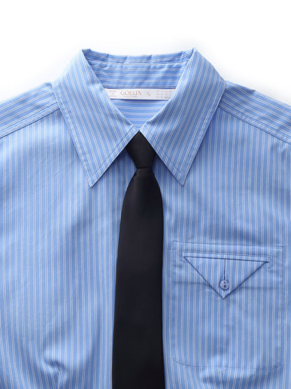 Blue And White Stripe Women Long Sleeve Shirt