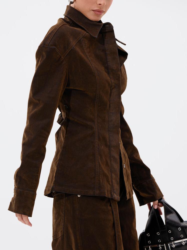 Fall Vibes Velvet Denim Button Down & Denim Bermuda Short Set