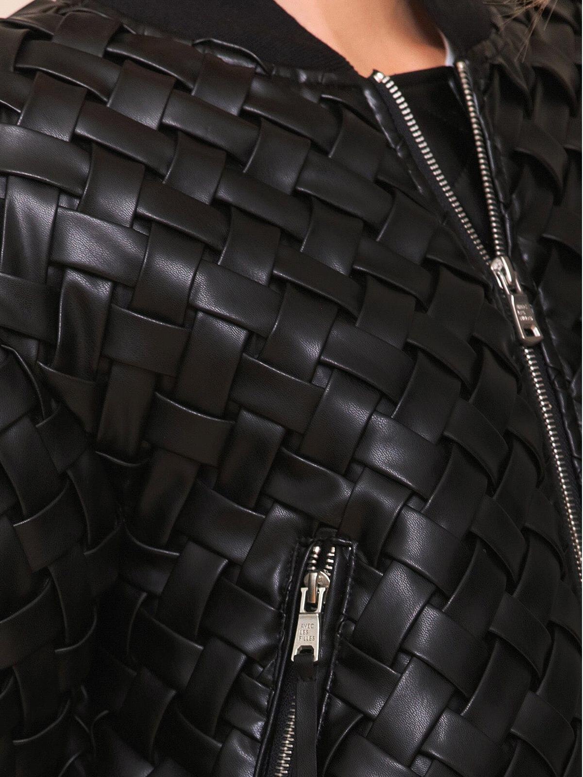 Woven Faux-Ever Leather Bomber Jacket