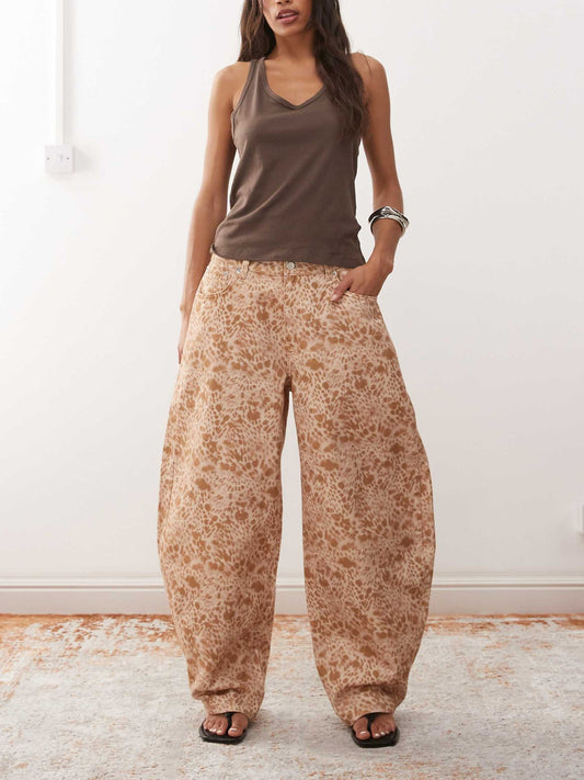 Reclaimed Vintage barrel leg jeans in leopard print
