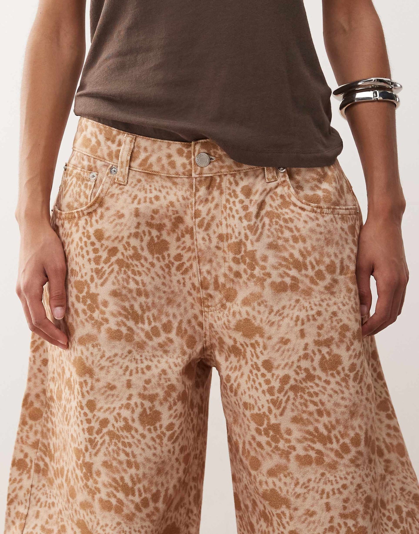 Reclaimed Vintage barrel leg jeans in leopard print
