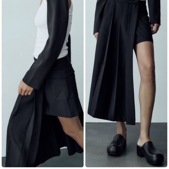 Woman Asymmetrical Pleated Skirt
