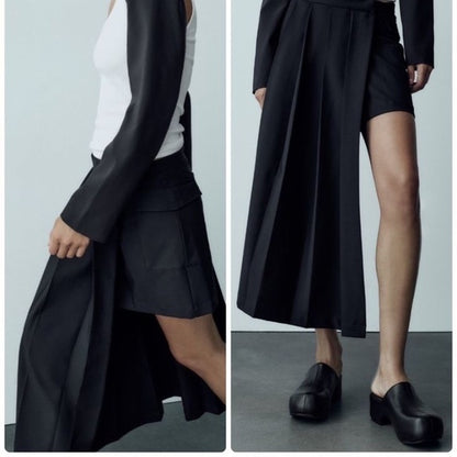 Woman Asymmetrical Pleated Skirt
