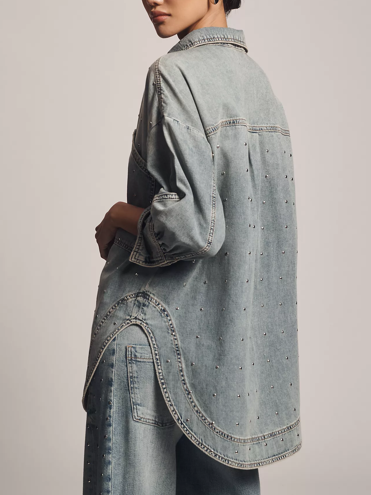 Studded Denim Buttondown Shirt