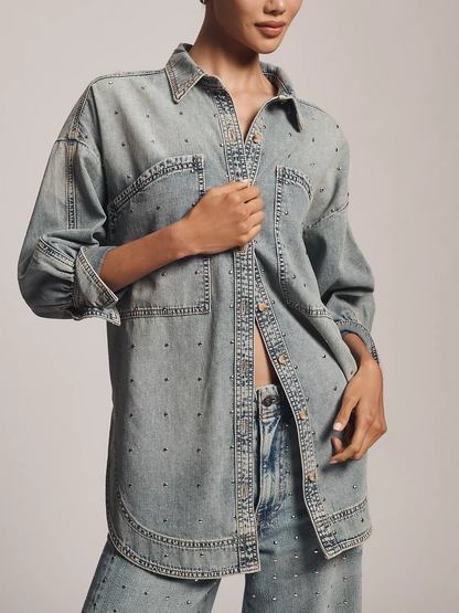 Studded Denim Buttondown Shirt