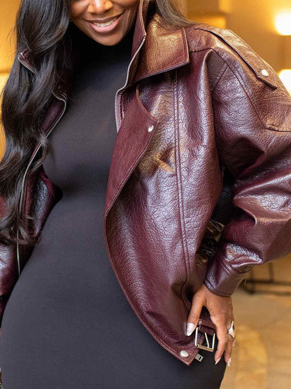 Wine Down | Faux Leather Jacket