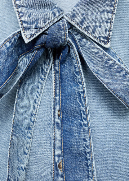 Denim Shirt With Bow
