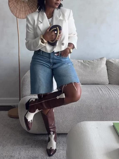 Simple-breasted cropped Blazer