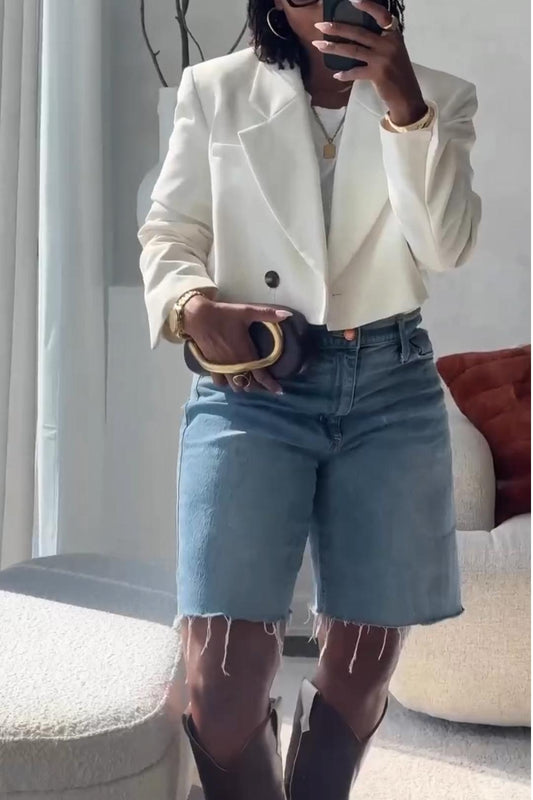 Simple-breasted cropped Blazer