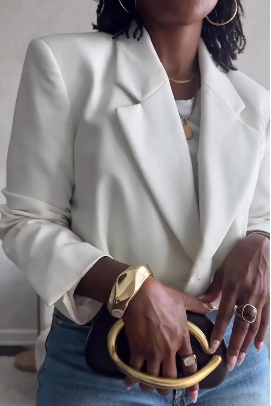 Simple-breasted cropped Blazer