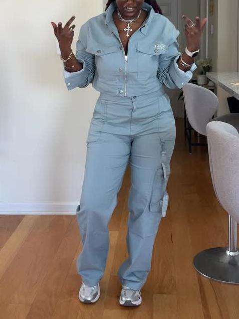 Cropped Utility Jacket & Pants Set