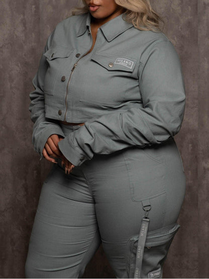 Cropped Utility Jacket & Pants Set