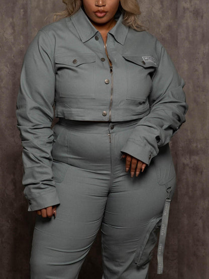 Cropped Utility Jacket & Pants Set