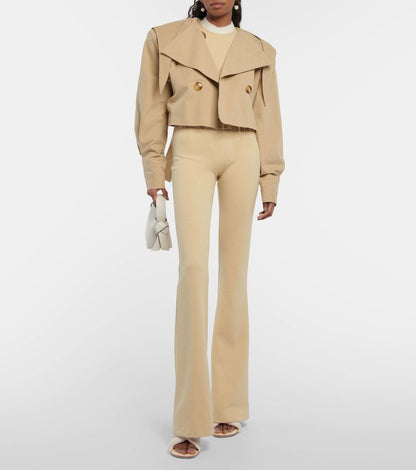 Cropped cotton gabardine jacket