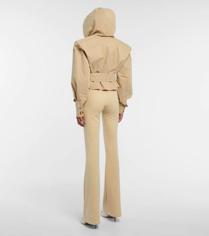 Cropped cotton gabardine jacket