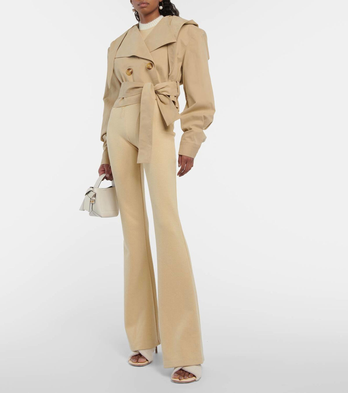 Cropped cotton gabardine jacket