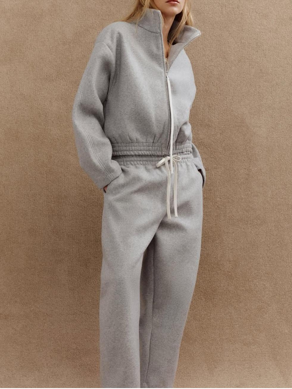 Cozy Grey Half Zip Fleece Sweat Set