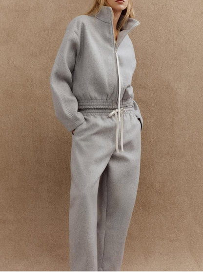 Cozy Grey Half Zip Fleece Sweat Set