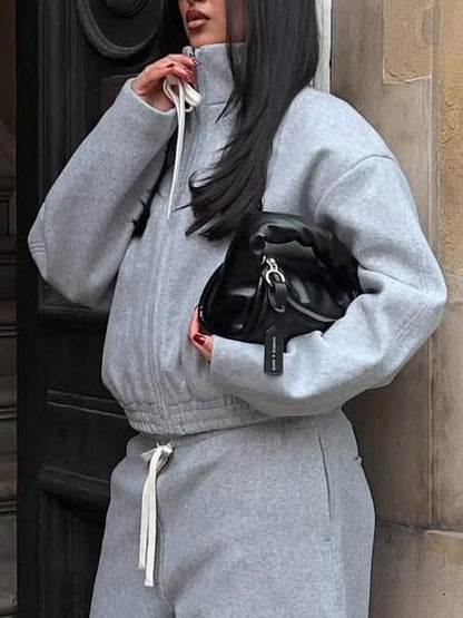 Cozy Grey Half Zip Fleece Sweat Set